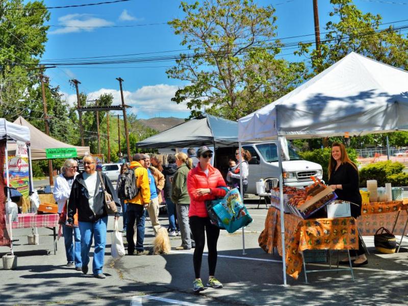 Photo by Lisa Fisher. The Early Spring Farmer's Market Saturday morning at Nevada and Musser streets.