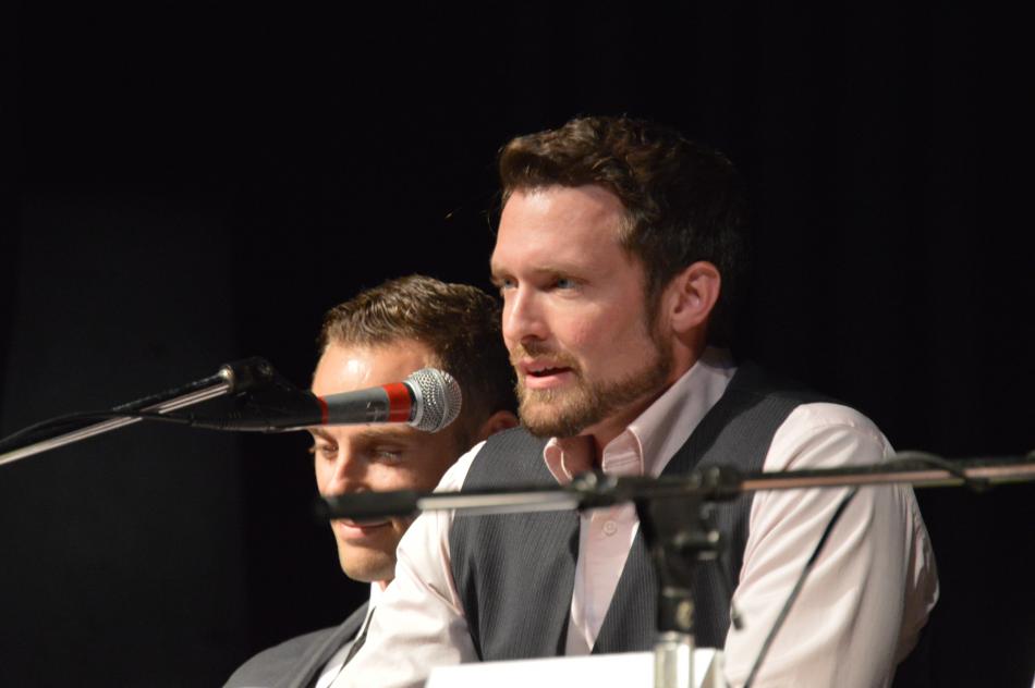 Chris Forbush answers a question from the moderator Tuesday night.