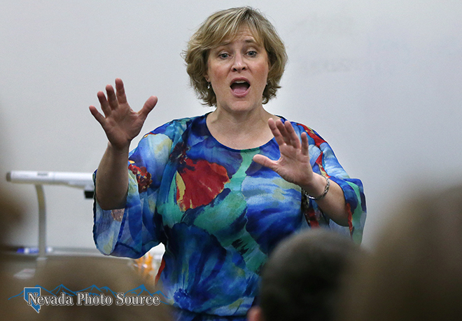 Mary Law will lead the choir in the National Anthem at the Reno Aces game on Tuesday. Cathleen Allison, Nevada Photo Source