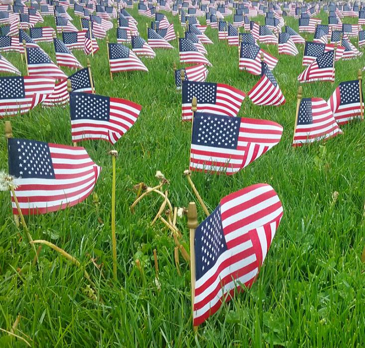 A field of flags planted at WNC on May 7