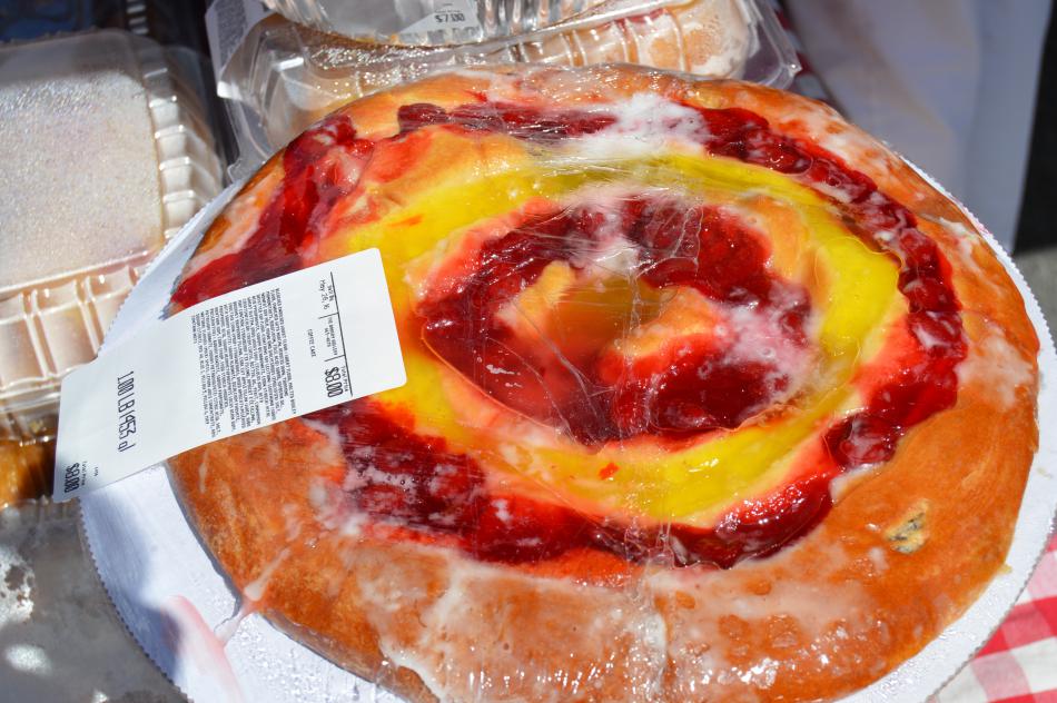 Photo by Lisa Fisher. Huge, colorful danish pastry at the Early Spring Farmer's Market.