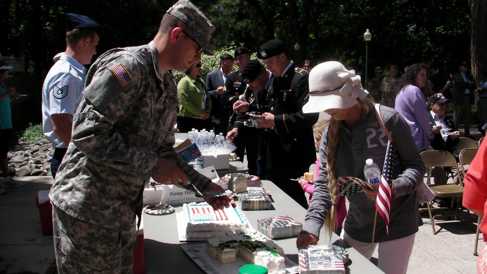 Attendees were provided cake and refreshments following the ceremony.