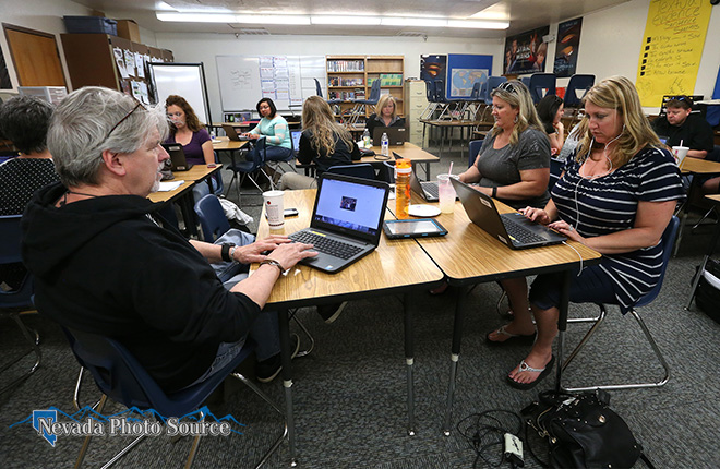 Carson and Eagle Valley middle school teachers use the new tech books. Cathleen Allison, Nevada Photo Source