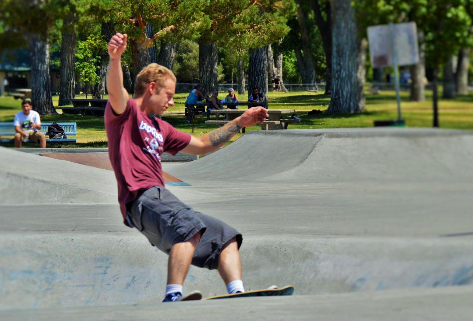 A skateboarder at the Wheel House skate expo Saturday.