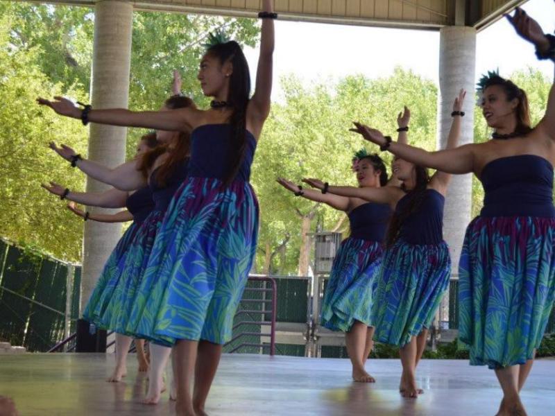 Photo by Brett Fisher. Matasina dancers perform Saturday at the Marv Teixeira Pavilion.
