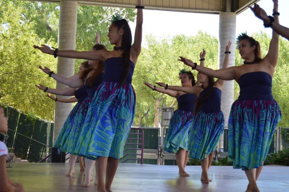 Photo by Brett Fisher. Matasina dancers perform Saturday at the Marv Teixeira Pavilion.