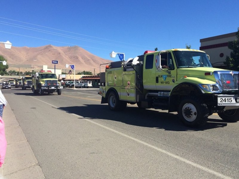 Start of procession escorting fallen BLM firefighters Jacob M. O'Malley and Will P. Hawkins. Photo by Terah Malsam