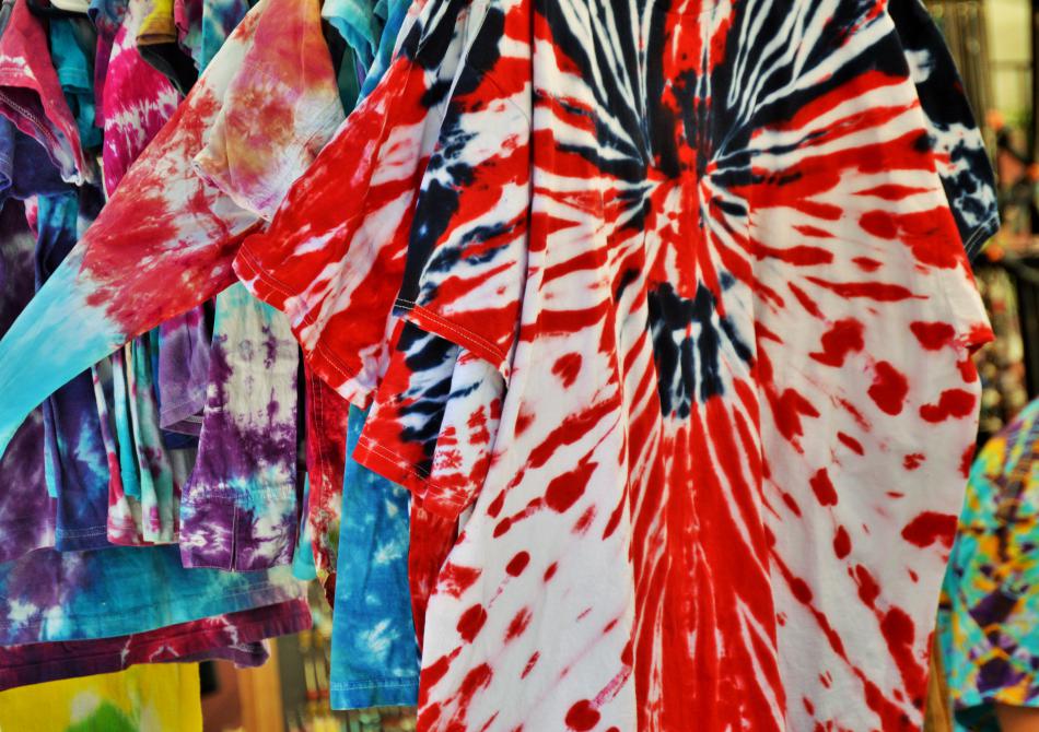 Photo by Brett Fisher. Tye-dye t-shirts for sale at Sassabration.