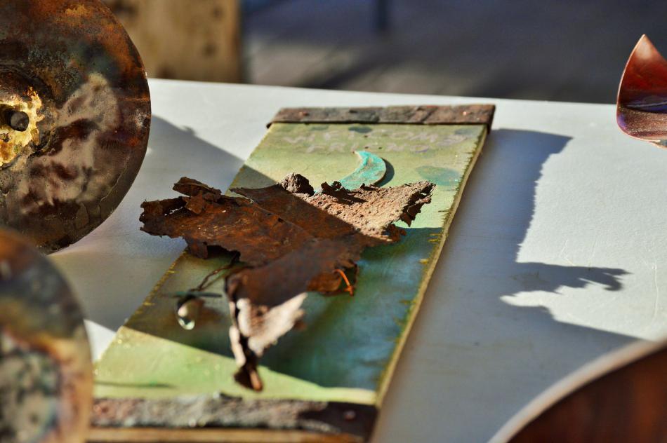 Photo by Brett Fisher. Whimsical welcome sign created by Jay Foremaster.
