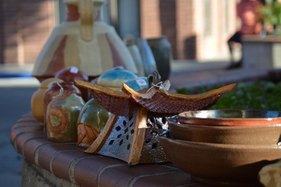 Photo by Brett Fisher. Sculpture art at Telegraph Square in front of Charlie B. Gallery.
