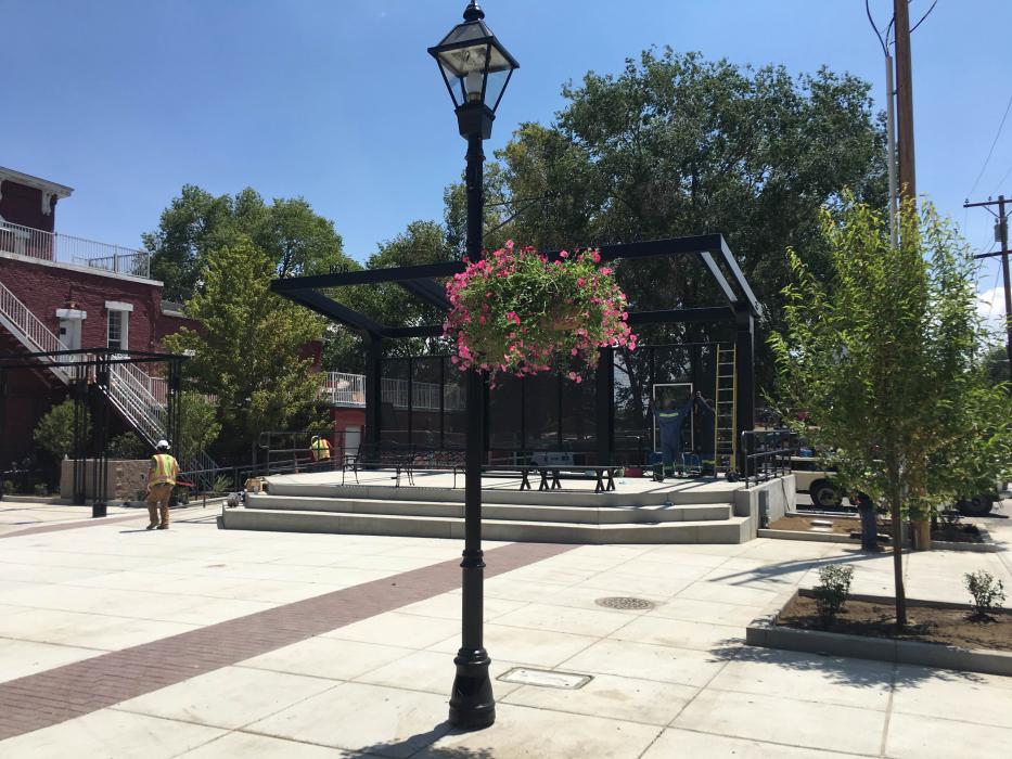 Friday afternoon at Bob McFadden Plaza ahead of Saturday's all day party. Photo by Kirk Caraway