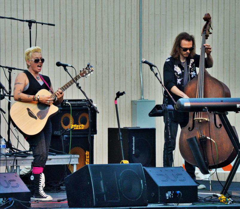 Athena McIntyre and her bassist.