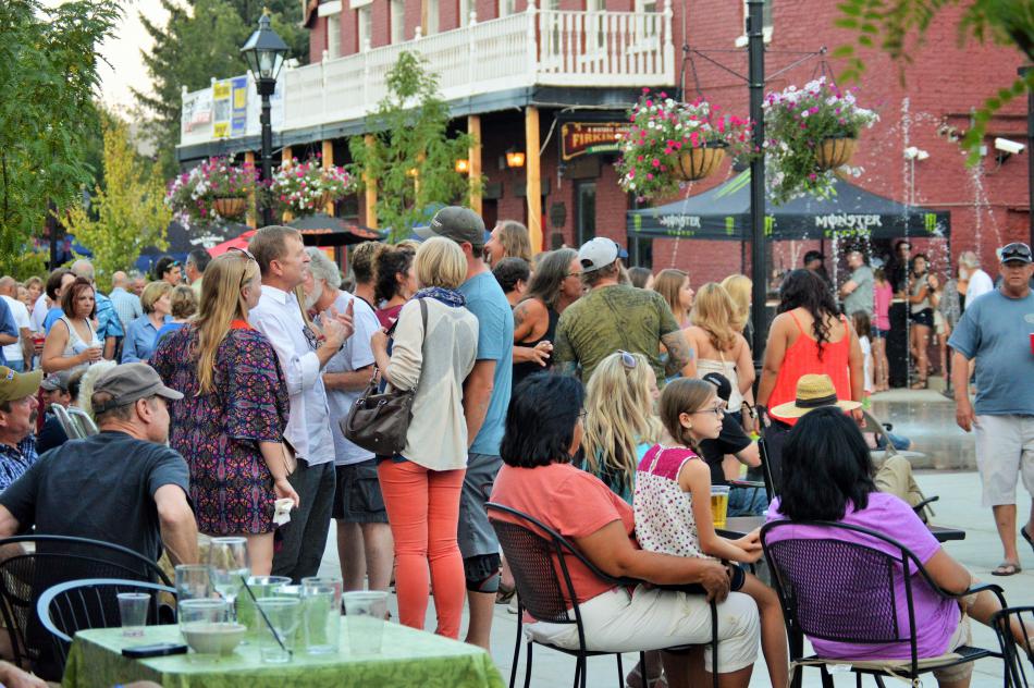 Crowds at the grand opening of the Bob McFadden Plaza in downtown Carson City.