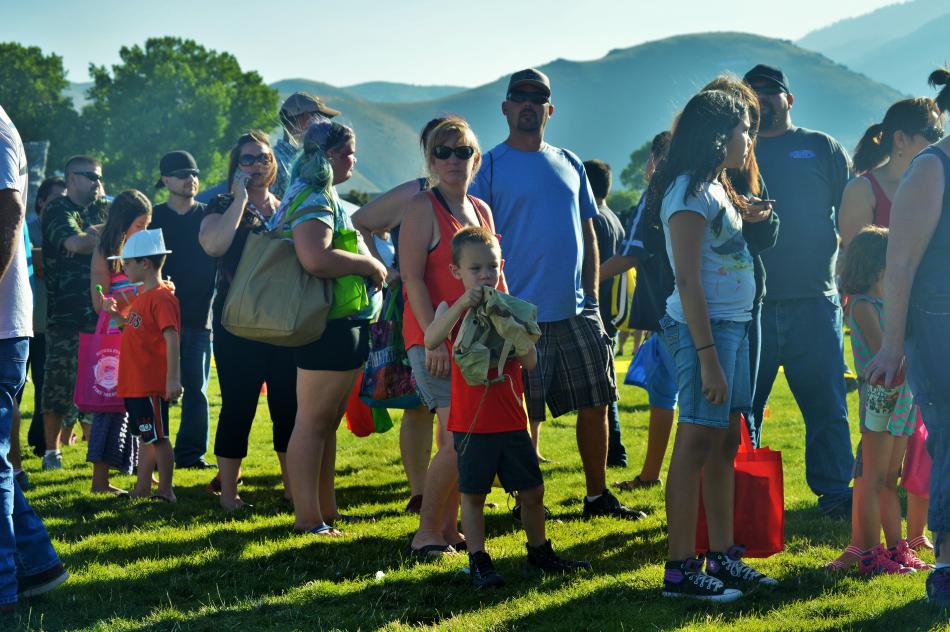 People line up for an exhibit at National Night Out.