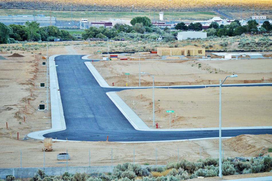 A new home being framed at the end of a street in Schulz Ranch.