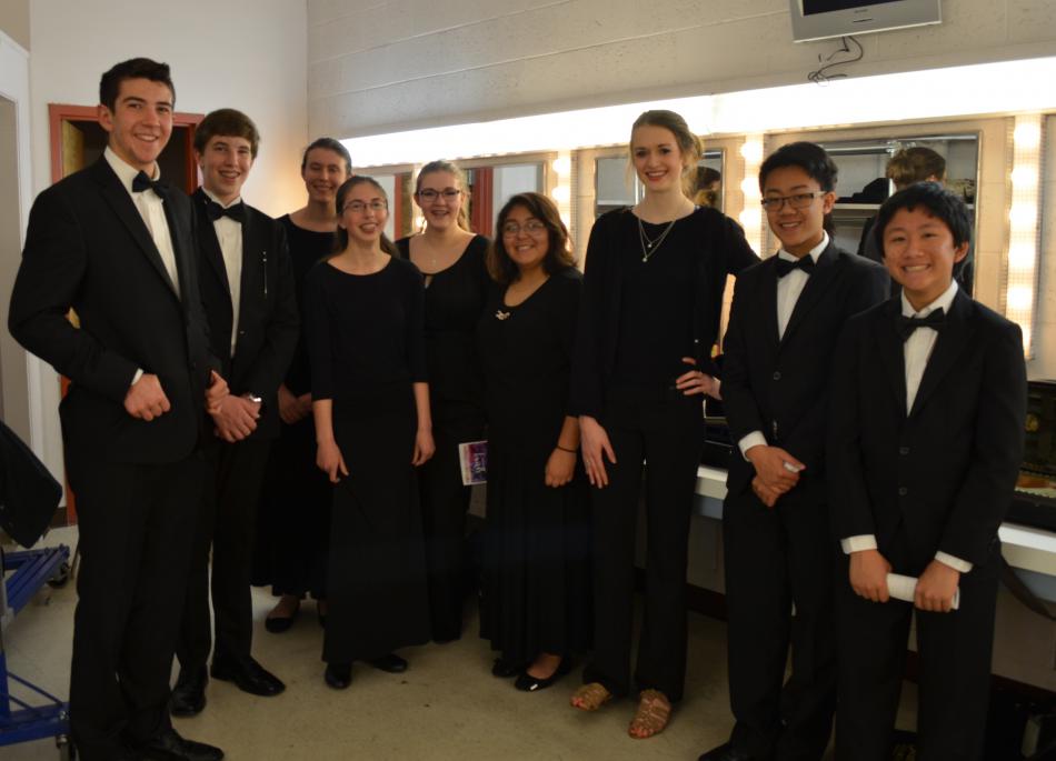 STRAZZ students backstage at performance with Carson City Symphony in April 2016.