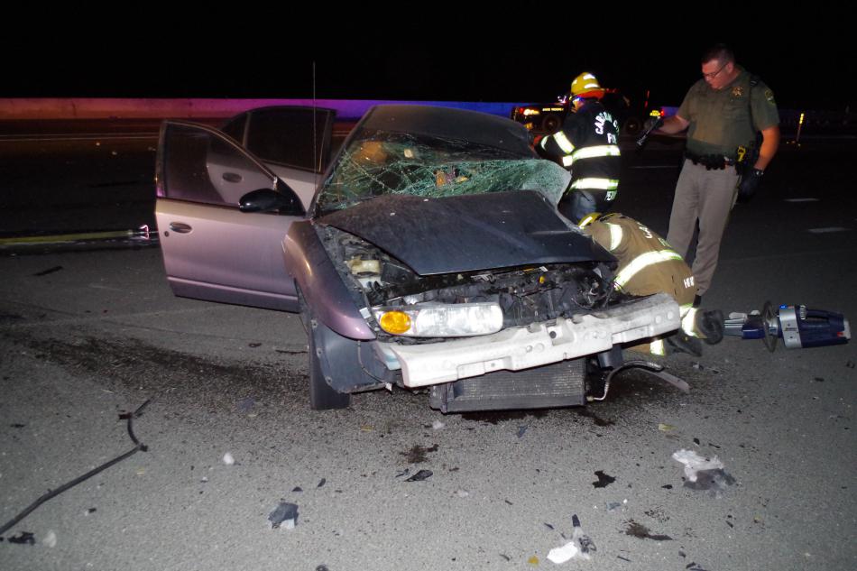 The victim's silver Saturn struck Saturday night on Highway 50 East. Photo courtesy of NHP