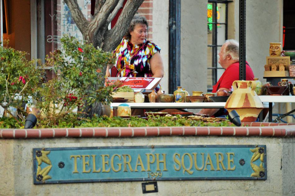 Pottery artists at Telegraph Square Thursday evening.