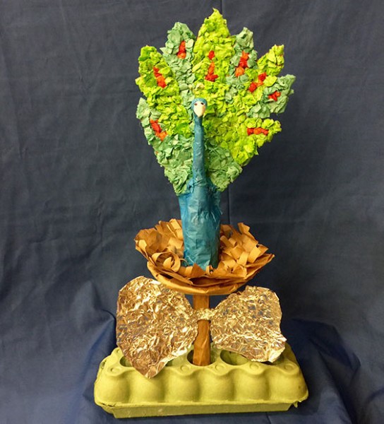 2015 first place (K-Grade 5) “Peacock Treasure” by Malia N., Reno