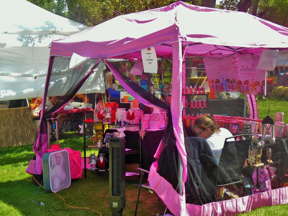 Vendor tent decked out in pink.