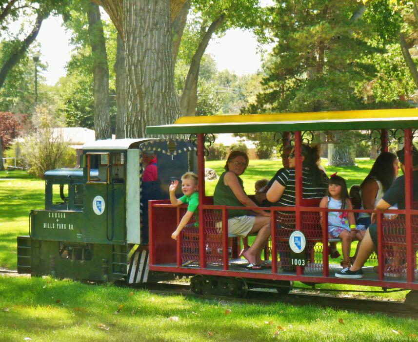 The Carson City Railroad passed through vendor row on its way back to the station.