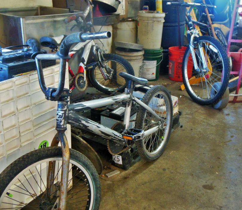 Bicycles to be recycled.