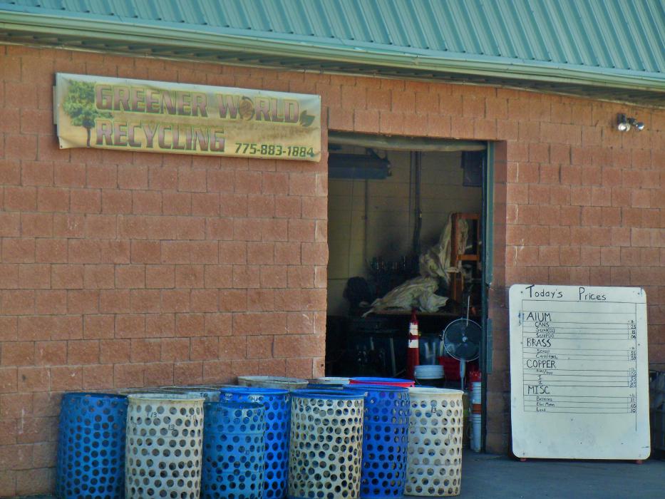 Business front of Greener World Recycling, 3150 Deer Run Road.