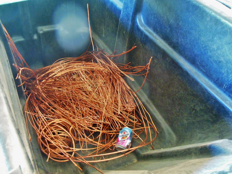 Scrap copper bin.