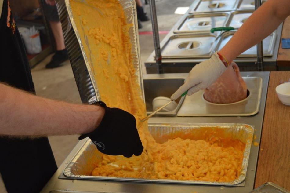 Gooey macaroni and cheese.