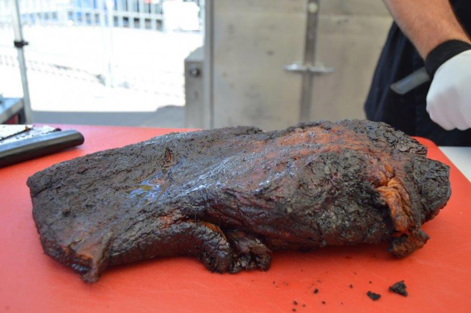 Whole beef brisket ready to be chopped.