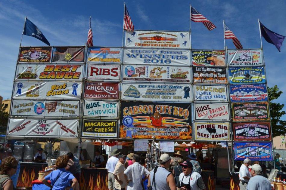 A line of customers waiting to try Carson City Barbecue.