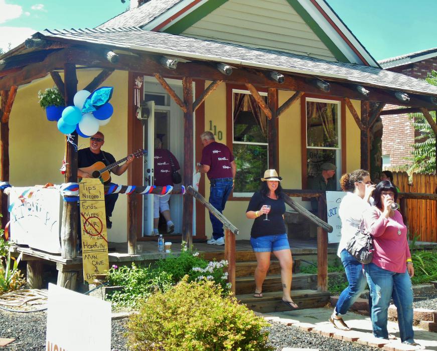 Wine Walk guests at the front entrance to Carson City Art Gallery and Pottery Studio.