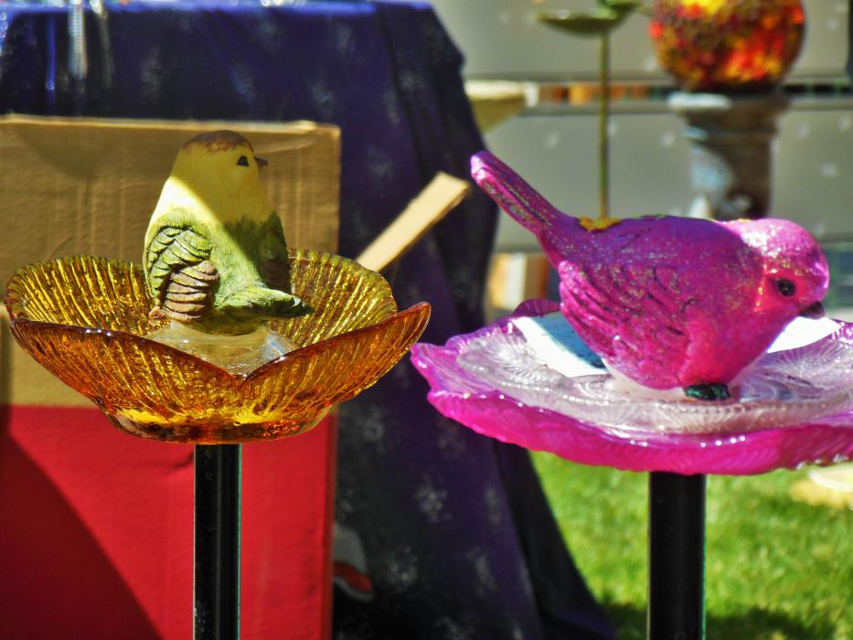 Bird bath sculptures.