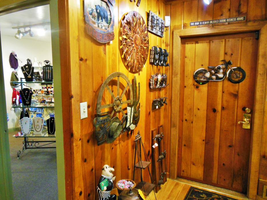 Metal wall art inside the front entry.