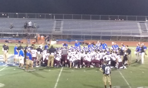 Carson High Senators after-game prayer.
