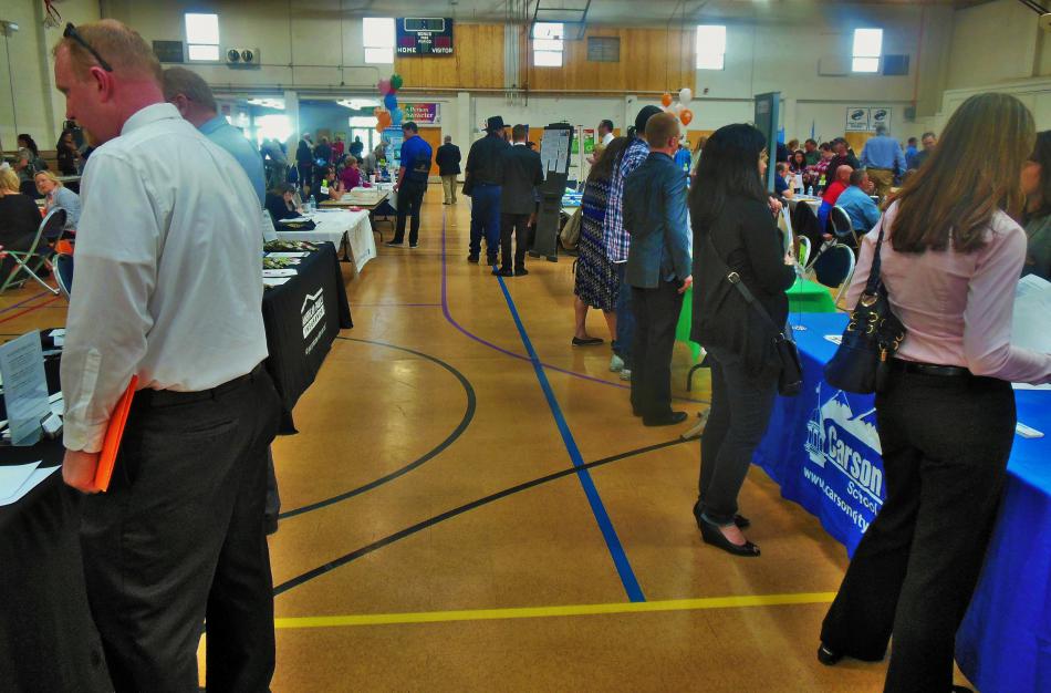Photos by Brett Fisher. The first of two job fairs held in February this year at the Carson City Community Center.