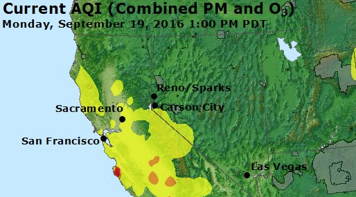 Air quality is in the 'Moderate' range south of Carson City as smoke from the Owens River Fire moves into the region.
