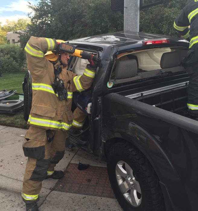 One person was extricated after being trapped inside a pickup. Photo courtesy of Carson City Fire Department.