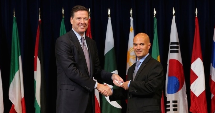 FBI Director James Comey and Lt. Brian Humphrey at Friday's ceremony.