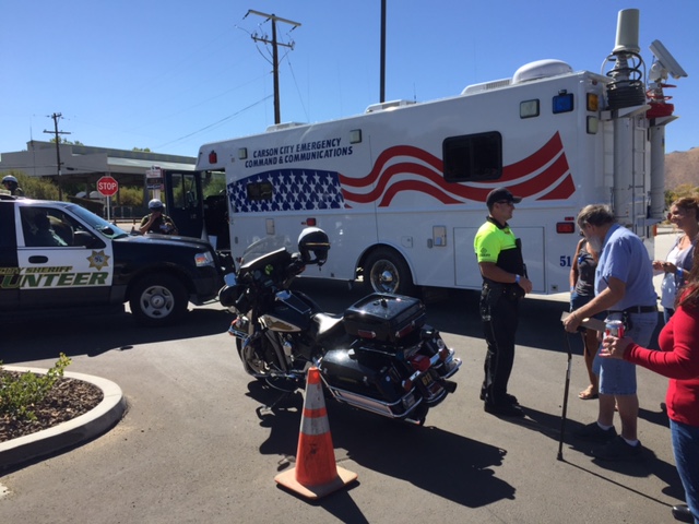Carson City Sherif's Motor Deputy Matt Smith at Saturday's law enforcement appreciation rally.