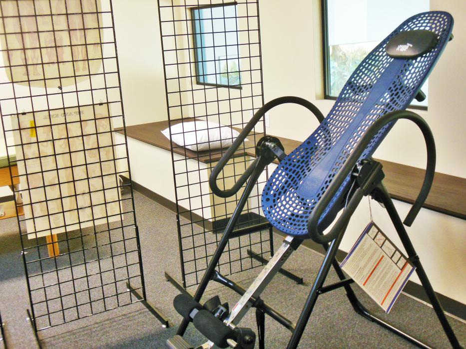 An inversion chair in the rehab area.