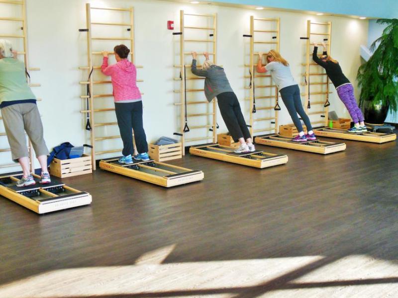 Photos by Brett Fisher. A core line class inside the studio at Ascent Physical Therapy.