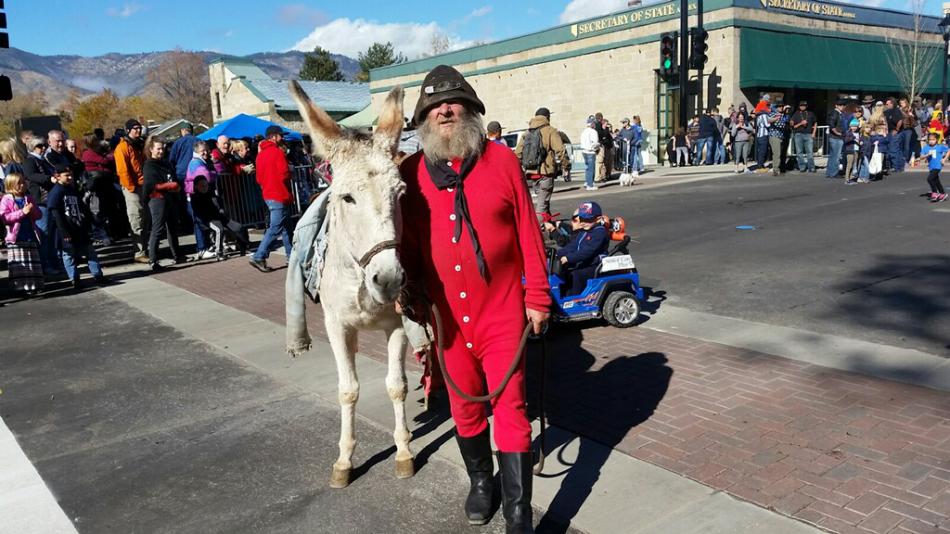 He's known as Stink-E and he shows up every year with Bernadette. Only in Nevada on Nevada Day.