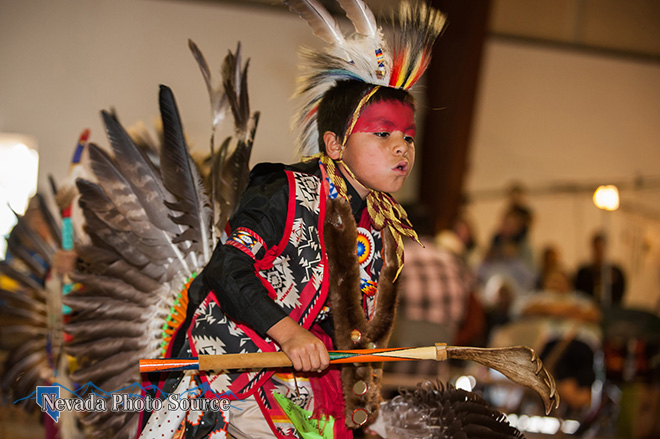 Randy Garcia, 8, dances during the 35th annual La Ka Lel Be Powwow on Saturday. Kevin Clifford, Nevada Photo Source