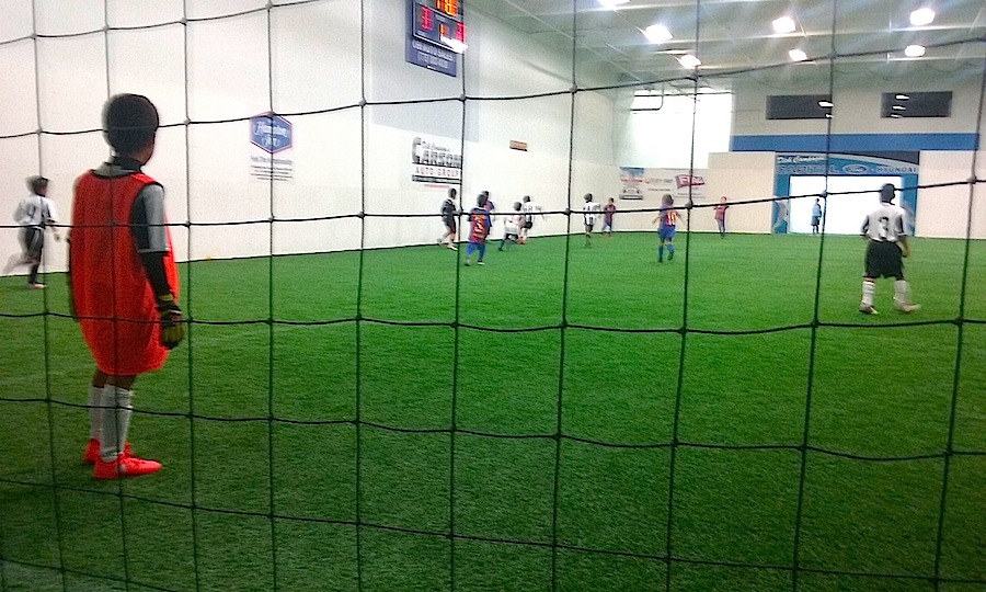 Photos by Brett Fisher. A youth indoor soccer match at TAC.