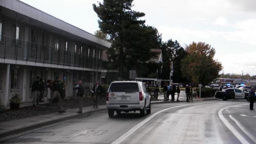 Outside the Senator Apartments on Tuesday. Photo by Jeff Munson