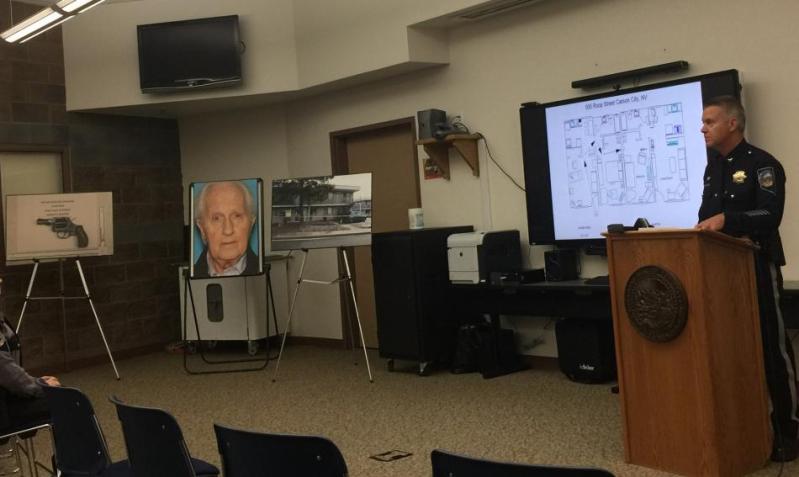 NHP Chief Dennis Osborn at Monday's press conference in Carson City.
