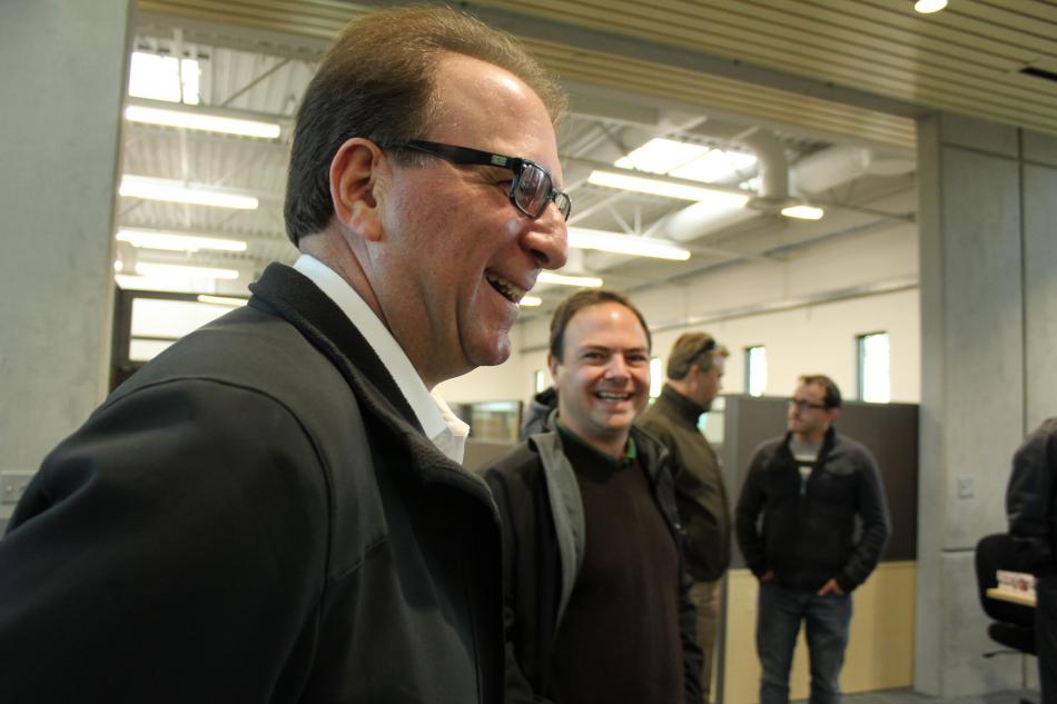 Jeff Shaheen, co-founder of Shaheen Beauchamp Builders, and Karl Hutter, president and chief executive officer at the opening.