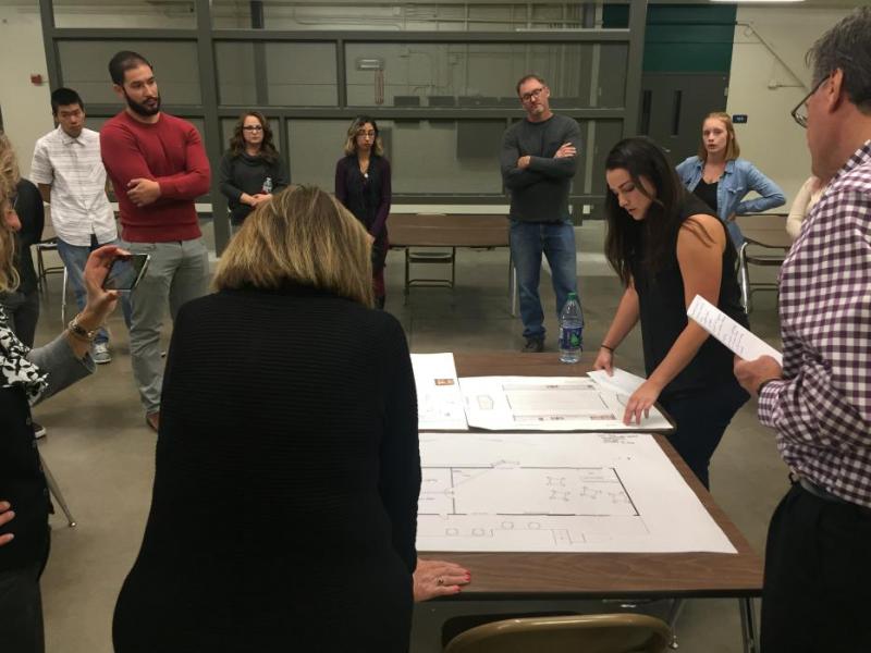 The Truckee Meadows Community College architectural design class presented designs that included exterior awnings and railings.