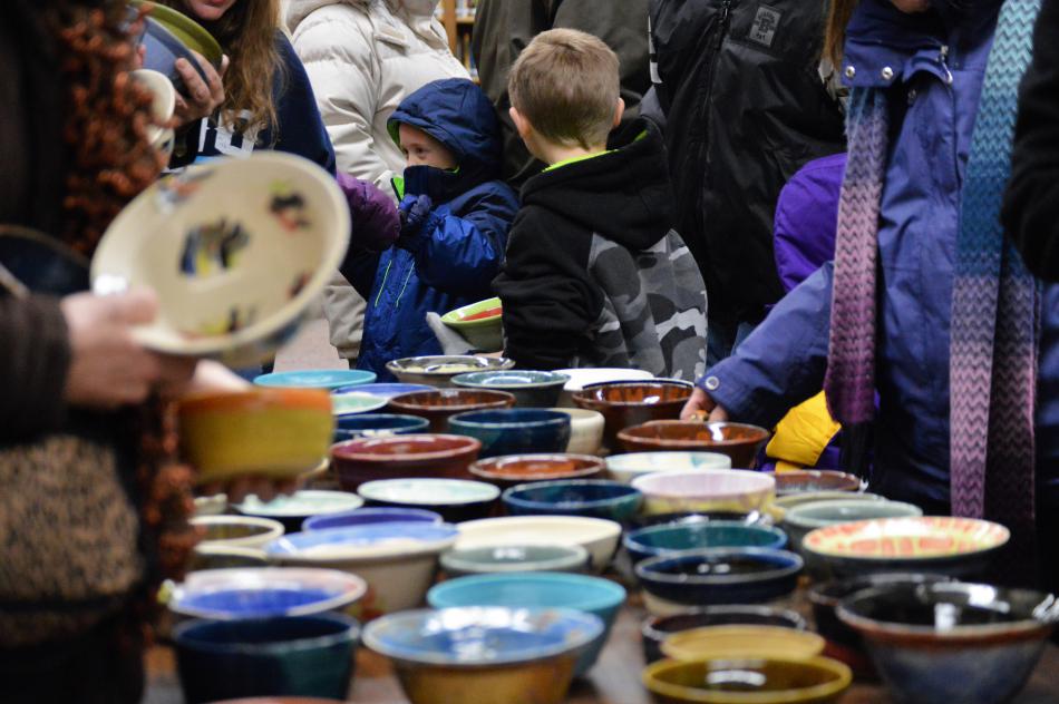 Empty bowls available for donation during the project fundraiser Friday night.